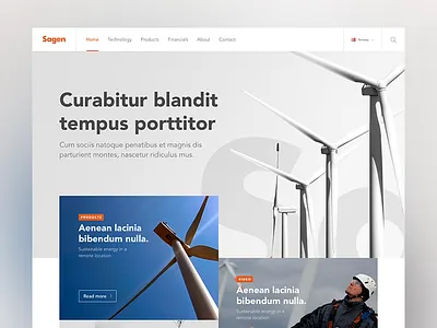 Sagen web template sketch ui ux web wind turbine