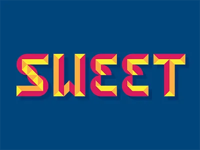 Sweet bright colorful dimension flat letters prism shadow sweet type typography