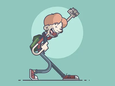 Schools Out! backpack break excited happy illustration kid line art school summer