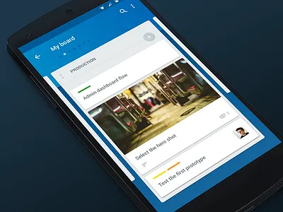 Trello material design app blue cells dots gallery list material navigation photo trello