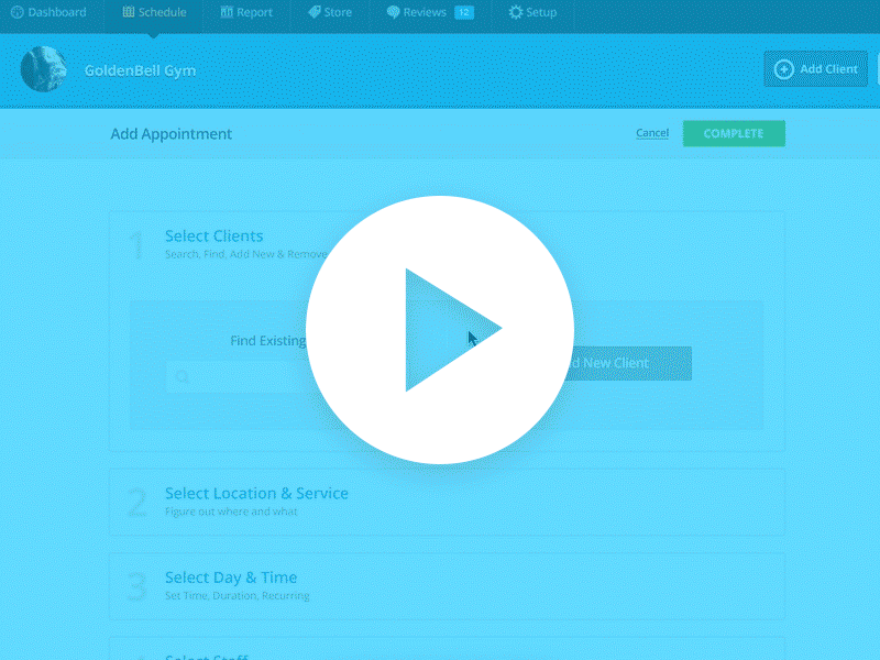 WL Booking backend booking clients fitness gym schedule staff ui ux webapp wellnessliving