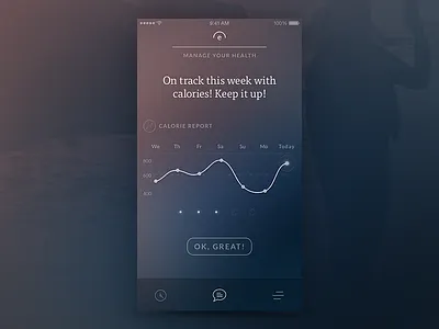 Health Recommendations App blue button chart gradient graph health ios iphone purple serif ui