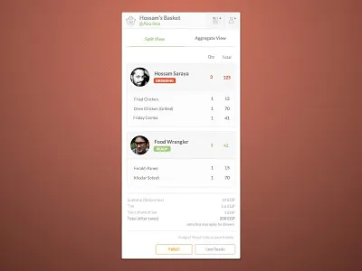 Group ordering widget ui ux