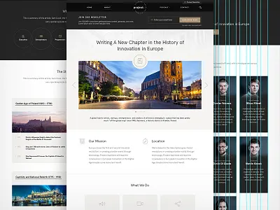 Project Kazimierz — About Us Page about branding design features grid krakow marketing team timeline ui web website