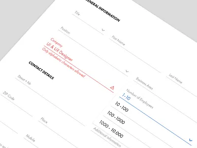 Registration Form contact dropdown error fields form google input material registration webdesign