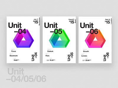 U N I T // Event Posters abstract brand branding campaign color events gradient identity logo logomark poster vibrant