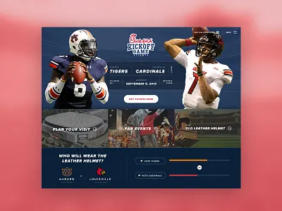 Chick-fil-A Kickoff Site blue chicken desktop football red sports ticket ui ux