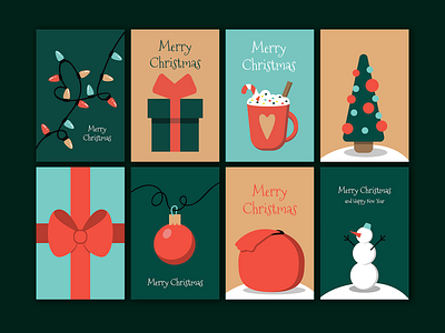 Christmas Postcards (set) art christmas design flat graphic design holiday illustration inspiring post postcard postcrossing print vector