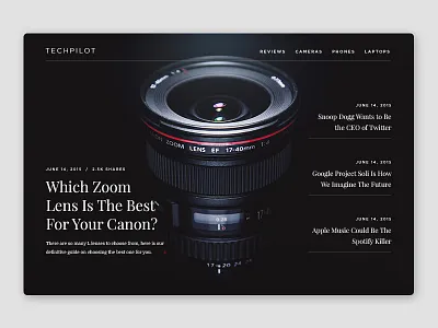 TechPilot Homepage article blog magazine minimal portfolio ui website wordpress