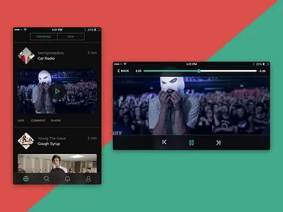 Music Video App clean flat ios iphone minimal neat ui