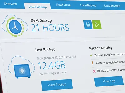 Cloud Backup Dashboard backup dashboard flat light tabs ui web app