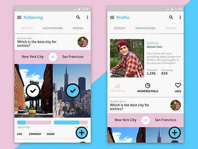 Social Polling App Android android clean material design minimal neat