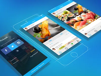 Photo App colorful flat ui glass ui iphone 6 ui iphone ux photo photo app pictures wireframe design