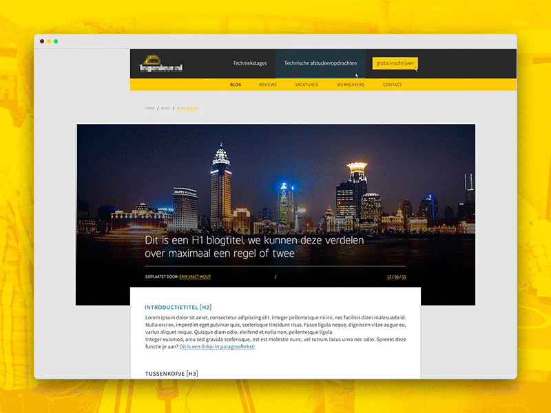 Blog page for new website project animated blog interface layout slider story ui ux webdesign website