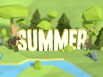 Summer blender faceted landscape low poly nature polygon summer