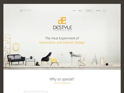 Destyle Landing Page clean decoration furniture interior landing page minimalistic product simple style ui ux web