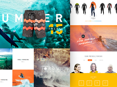 O'neill Rebirth V2 color design grid homepage interface landing lifestyle photography surf ui web website