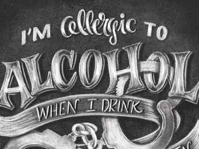 Allergies black and white chalk chalklettering cintiq handlettering lettering