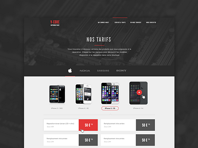 V-Core Informatique Prices page black prices red web webdesign website