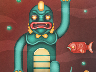 Creature from the Black Lagoon bubbles character creature digital painting fish illustration lagoon monster teeth texture vector water