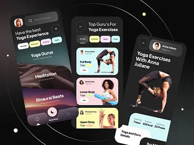 Yoga app ui interacton 3d animation app animation graphic design interaction motion ui ui animation