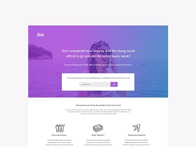Skint Marketing Website app landing page startup summer travel ui web app website