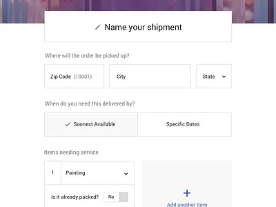 Form Layout WIP blocks complex complicated forms layout options selectors shipping tiles
