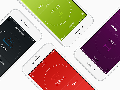 Activities app cardio colors fresh icons ios mobile skiing snowboarding sports tracking walking