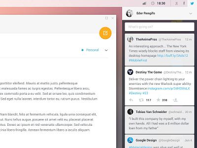 My OS - Desktop #1 - Social Integration clean dashboard desktop integration material minimalism os peru social twitter