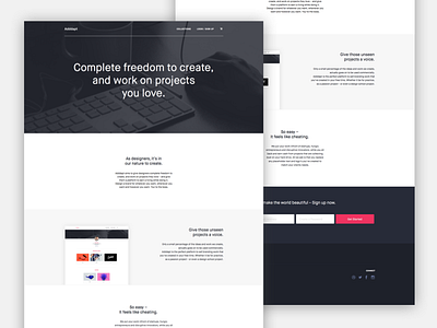 Designers Landing Page design marketplace product startup