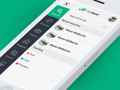 Part of mobile view of new social site for fishermen fisherman fishfeed interface responsive social site ui ux web design