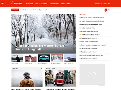 Europa News/Magazine Theme Design blog europa magazine news red theme