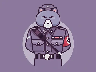 Nazi Katze +wallpaper book cat design flat freebie history illustration nazi stroke uniform vector wallpaper