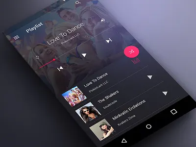 Material Music Player UI Dark app dark design material material designs music player playlist screens ui