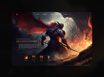 Dragon Knight Arcana champion dota dota 2 dragon hero landing page moba ui webpage website