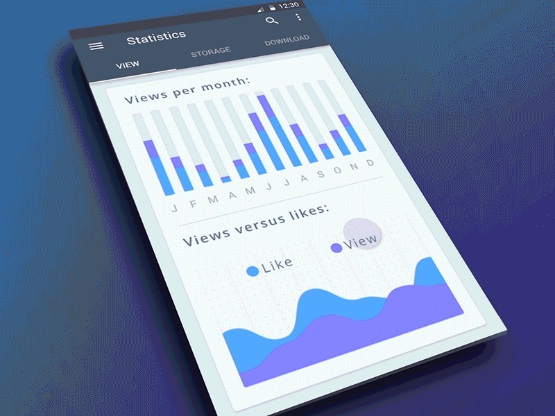 Video dashboard App animation gif android app chart dashboard gif material mobile statistics