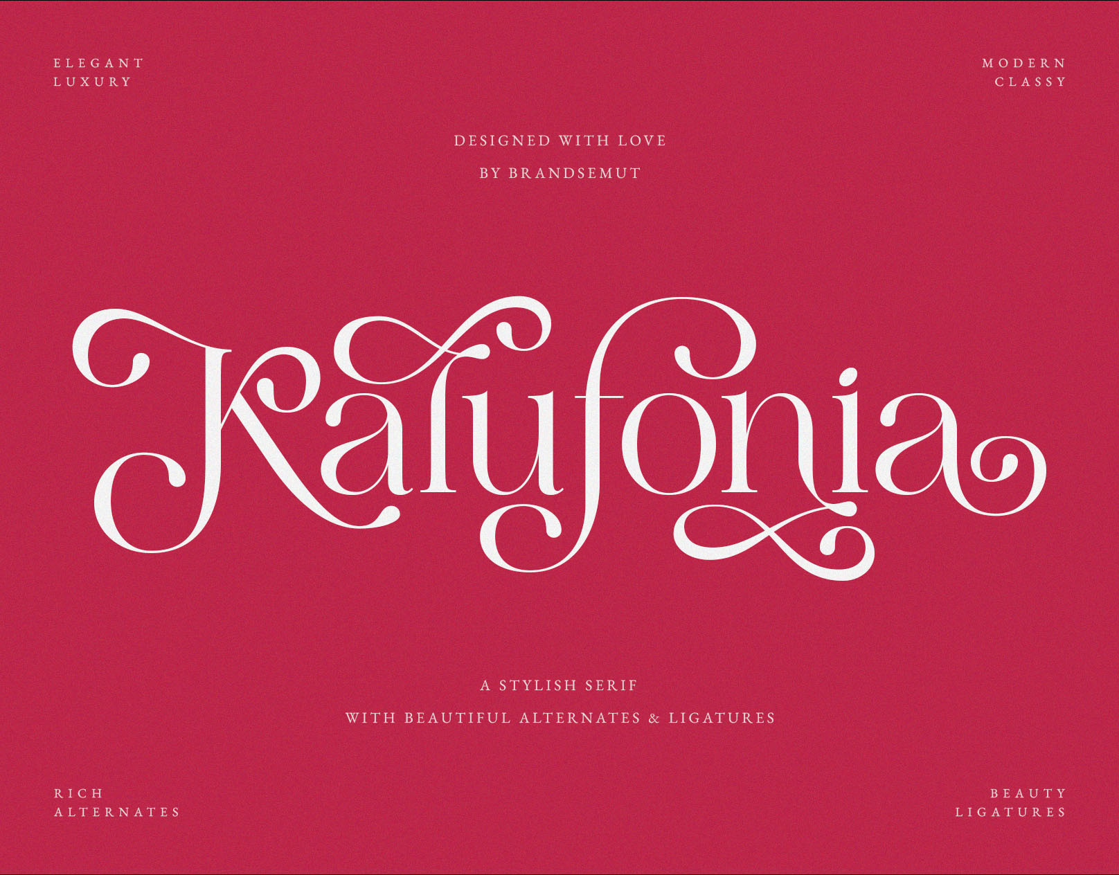 Kalufonia || Stylish Display Serif display font font free font ligature logo logotype modern font retro font serif serif font stylish typeface typography viva magenta