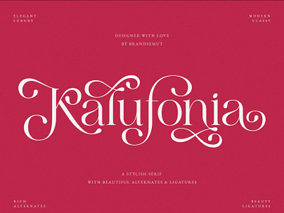 Kalufonia || Stylish Display Serif display font font free font ligature logo logotype modern font retro font serif serif font stylish typeface typography viva magenta