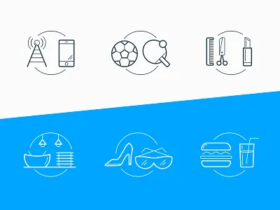 Business types icons blue business enterprice icon illustration of point pos sale simple tech types