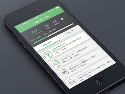 Rewards Program ios 8 mobile ui native app sketch