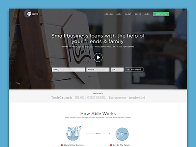 Able Home Page able homepage layout lending responsive startup web website