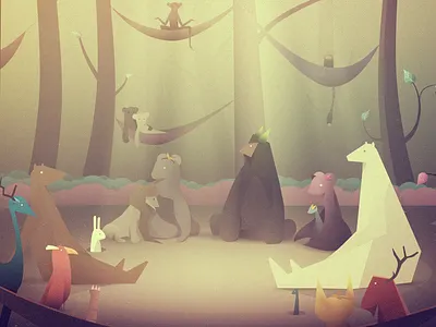 Family Portrait animals atmosphere creatures forest hammock illustration texture trees woods