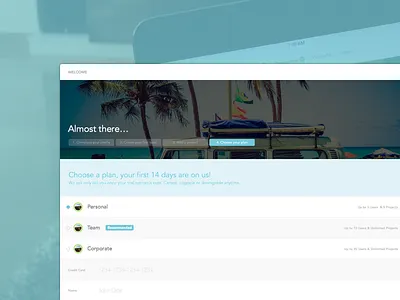 Taskware Onboarding Step Four credit card form lists onboarding payment project tasks