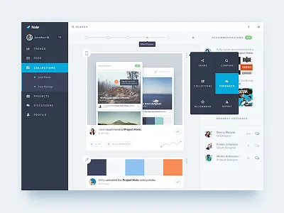 Hixle Feed community dashboard design designer feed hixle network recommendations tools trends