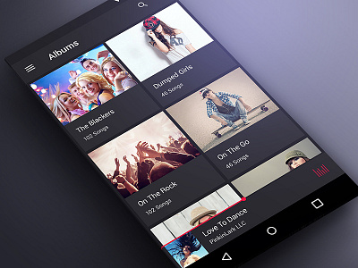 Music App Screen in Material Design album app dark design material material designs music player profile screens ui