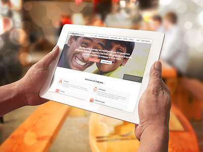 The Big Give Homepage Mockup blue and yellow design charity flat handsup homepage photo ui ux web website