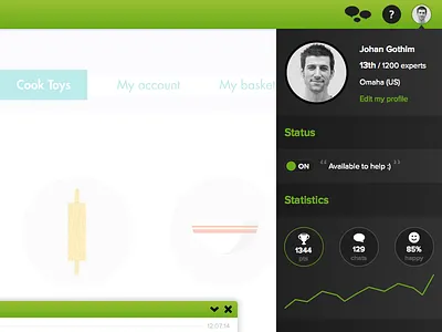 Community User Profile chat community console panel profile status