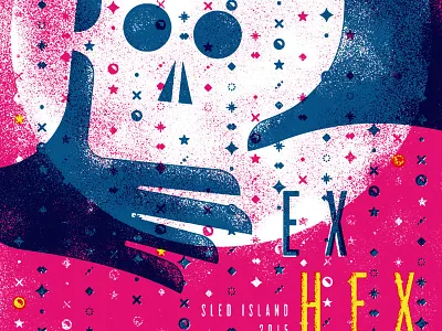 Ex Hex Gigposter calgary ex hex gigposter illustration music poster screenprint skull sled island yyc