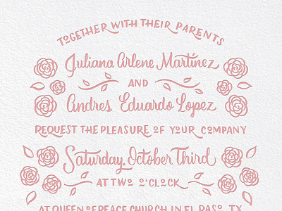 J&A Wedding II brush script invitation letterpress type typography wedding