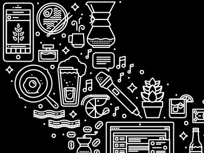 A Slice of Saturday icons illustration line art saturday
